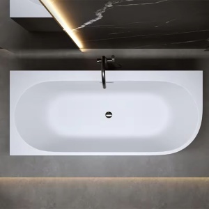 Cada de baie freestanding lipita de perete, montaj stanga MO-1724-160, 160 x 75 x 59 cm, alb lucios - Img 7