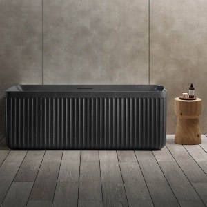 Cada de baie freestanding MUE-D005-1B negru mat cu textura de piatra 170 x 75 cm - Img 2
