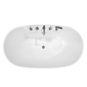 Cada de baie freestanding ovala cu baterie integrata MO-18033, 150 x 82 x 58 cm, alb lucios - Img 2