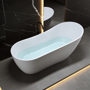 Cada de baie freestanding ovala Forte 520C alba cu ventil si preaplin negru – 170 x 75 cm - Img 2
