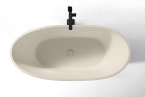 Cada de baie freestanding ovala MUE-D007B Beige Matt Stone – 170 x 80 x 71 cm, finisaj bej cu textura de piatra - Img 4