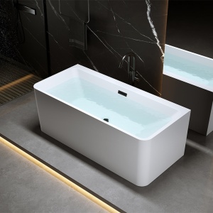 Cada de baie freestanding Sofia 515A, 140 x 75 cm, alb lucios cu ventil negru - Img 4