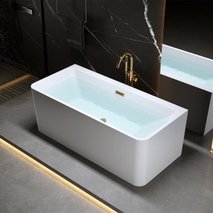 Cada de baie freestanding Sofia 515A alb cu ventil auriu 140 x 75 cm - Img 4