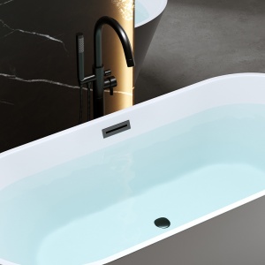 Cada de baie Lisbona 502C, Dimensiune 170x80cm, Culoare Alb, Deversor Negru - Img 2