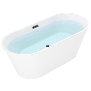 Cada de baie Lisbona 502C, Dimensiune 170x80cm, Culoare Alb, Deversor Negru - Img 1