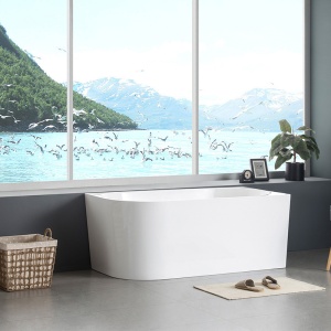 Cada de baie MERA 509A/Dreapta, Dimensiune 140x75cm, Culoare Alb, Deversor Negru - Img 8