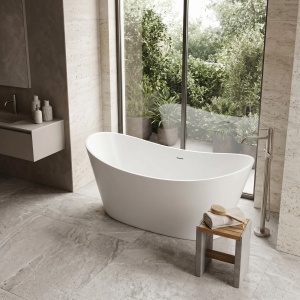 Cada de podea freestanding din acril, Rea Ferrano 150, alba - Img 5