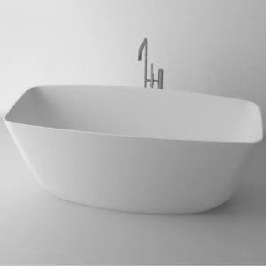 Cada freestanding din compozit Rune Thunder 157x70 cm alb mat - Img 1
