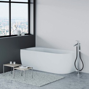 Cadă freestanding Florida, Balu Slim, dimensiune165x80 cm, de colț dreapta, fără bordură, cu instalație completă, culoare alb - Img 4