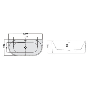 Cadă freestanding Florida, Beata, cu masca riflată, o latură dreaptă și instalație completă, alb, dimensiune 170x80cm - Img 4