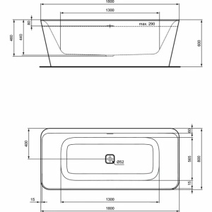 Cada freestanding Ideal Standard Tonic II alb lucios 180x80 cm - Img 2