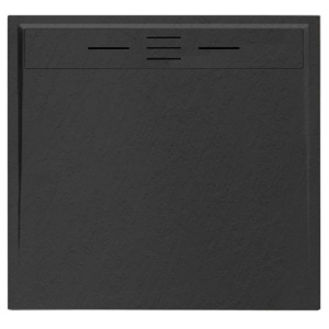 Cadita de dus Deko Slim, finisaj pietra, negru, 100x100cm