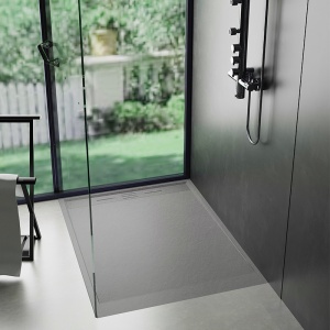 Cadita de dus DEKO Slim, Structura de piatra 100x80cm, Culoare Gri - Img 3