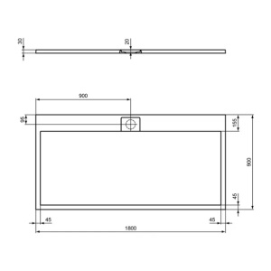 Cadita de dus dreptunghiulara Ideal Standard i.life Ultra Flat S gri asfaltic 180x90 cm - Img 5