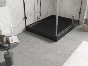 Cadita de dus dreptunghiulară Pro Flow, 110 x 90 cm, negru mat cu sifon inclus - Img 5