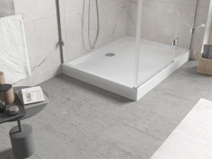 Cadita de dus inalta dimensiune 100x80x12cm alb lucios - Img 3