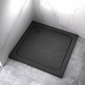 Cadita de dus patrata slim imitatie piata Stone Square 70 x 70 cm neagra - Img 2