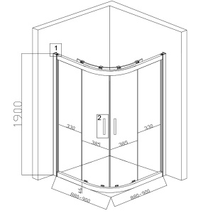 Cadita de dus semicirculara din sticla securizata rama cromata KZ101B 90 x 90 cm - Img 12