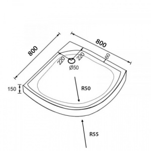 Cadita de dus semicirculara inalta SXL01A culoare negru, 80x80cm - Img 4