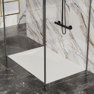 Cadita de dus slim alba dreptunghiulara Riko 90x80 model piatra - Img 6