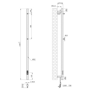 Calorifer electric portprosop vertical Kasjan negru mat – 140.5 x 3.2 cm, 75W, afisaj LED cu timer - Img 20