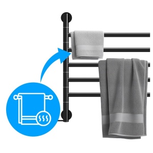 Calorifer portprosop electric Dorian 80W, 62.2 x 51.6 cm, 5 bare rotative, negru mat - Img 6