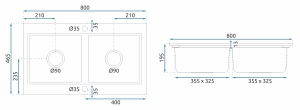 Chiuveta Bucatarie REA CADDY WHITE, Dimensiuni 80 x 46.5 x 19.5 cm, 2 Cuve, Incastrabila, Forma Dreptunghiulara, Alb - Img 7