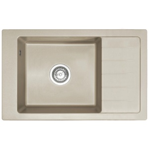 Chiuveta Bucatarie REA GRANIT STEN BEIGE, Dimensiuni 48 x 79.5 x 20 cm, 1 Cuva, Picurator Reversibil, Incastrabila, Forma Dreptunghiulara, Bej - Img 1