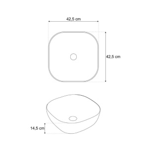 Chiuveta de blat PRO ERA ATLANTA, Dimensiuni 42.5 X 42.5 x 14.5 cm, Forma PATRATA, Ceramica sanitara, Fara gaura baterie, Piele de sarpe alb-auriu - Img 5
