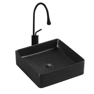 Chiuveta De Blat PRO OSLO, 36x36x 13 Cm, Montaj Pe Blat, Design Deosebit, Forma Dreptunghiulara, Ceramica Sanitara, Negru Mat - Img 1