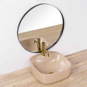 Chiuveta de blat REA LUIZA Beige Matt 42, Dimensiuni 42.5 cm x 42.5 x 15.5 cm, Ceramica Sanitara,Gaura baterie, Bej Mat - Img 6