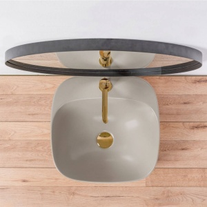 Chiuveta de blat REA LUIZA Grey Matt 42, Dimensiuni 42.5 cm x 42.5 x 15.5 cm, Ceramica Sanitara,Gaura baterie, Gri Mat - Img 2