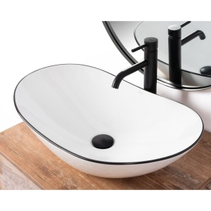 Chiuveta de blat REA ROYAL Edge , Dimensiuni 62.5 x 36 x 15 cm, Forma Ovala, Ceramica sanitara, Alb - Img 5