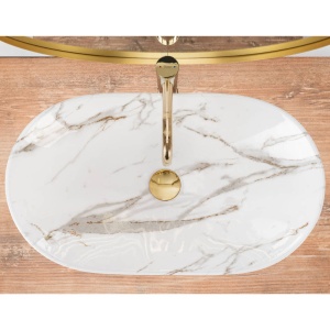 Chiuveta de blat REA ROYAL Lava, Dimensiuni 60 x 35 x 15 cm, Forma Ovala, Ceramica sanitara, Alb - Img 2