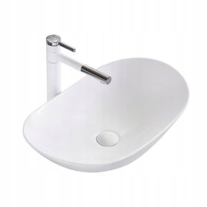 Chiuveta de blat REA ROYAL White, Dimensiuni 61.5 x 35.5 x 15.5 cm, Forma Ovala, Ceramica sanitara, Alba - Img 1