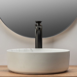 Chiuveta de blat REA SAMI Marble Mat, Dimensiuni 36 cm x 36 x 11.5 cm, Ceramica Sanitara,Fara Gaura baterie, Gri Mat - Img 3