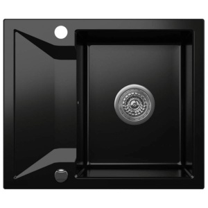 Chiuveta De Bucatarie Kernau , Model Minimalist Din Granit 59x50cm, Culoare Deep Black