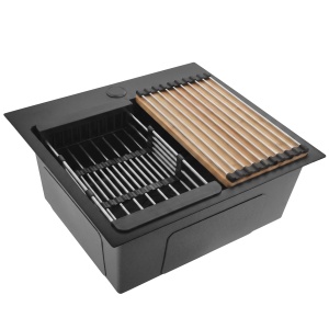 Chiuveta din inox cu set de accesorii Rea Leo Black 50 cm