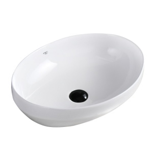 Chiuveta lavoar oval cu montaj pe blat, din ceramica alba, Lumo White Gloss 50 x 37 cm - Img 10
