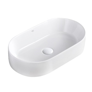 Chiuveta lavoar oval cu montaj pe blat, din ceramica alba, Navi White Gloss 55 x 31 cm