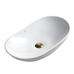 Chiuveta lavoar oval cu montaj pe blat, din ceramica, Lavi White Gloss 62 x 36 cm - Img 3