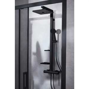 Coloana de dus cu baterie termostatata Ideal Standard Alu+ palarie patrata, negru mat - Img 9