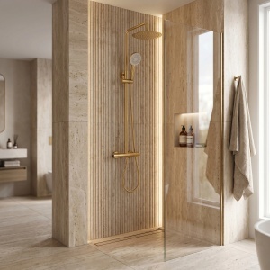 Coloana de dus cu termostat Rea Drop Brush Gold - Img 3