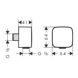 Cot conector dus Hansgrohe FixFit cu valva antireflux negru - crom periat - Img 2