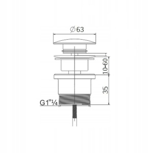 Dop universal pentru lavoar KLIK-KLAK, sistem push-up ,culoare la alegere:negru mat sau alb mat - Img 6