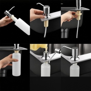 Dozator de lichid pentru masina de spalat vase, pentru chiuveta de bucatarie, crom TARA-CH - Img 3