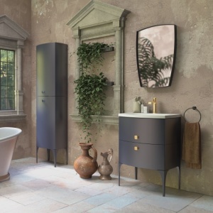 Dulap baza suspendat Oristo Louis bleumarin mat 102 x 48 cm 2 sertare - Img 2