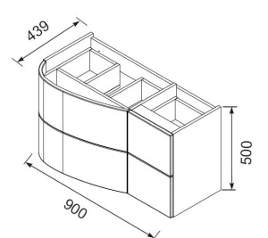 Dulap baza suspendat Oristo Opal varianta dreapta 4 sertare gri lucios 90 x 44 x 50 cm - Img 2