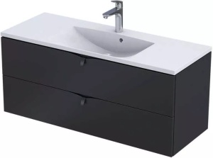 Dulap baza suspendat Oristo Siena negru mat 120 x 45.5 x 50 cm cu 2 sertare
