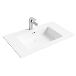 Lavoar baie incastrat din conglemerat, cu gaura baterie, alb, Veldman Lotus 60 x 46 cm